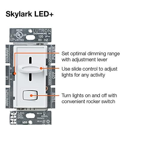 Lutron Lutron Skylark LED+ Dimmer Switch for Dimmable LED, Halogen and Incandescent Bulbs | Single-Pole or 3-Way | SCL-153P-GR | Gray