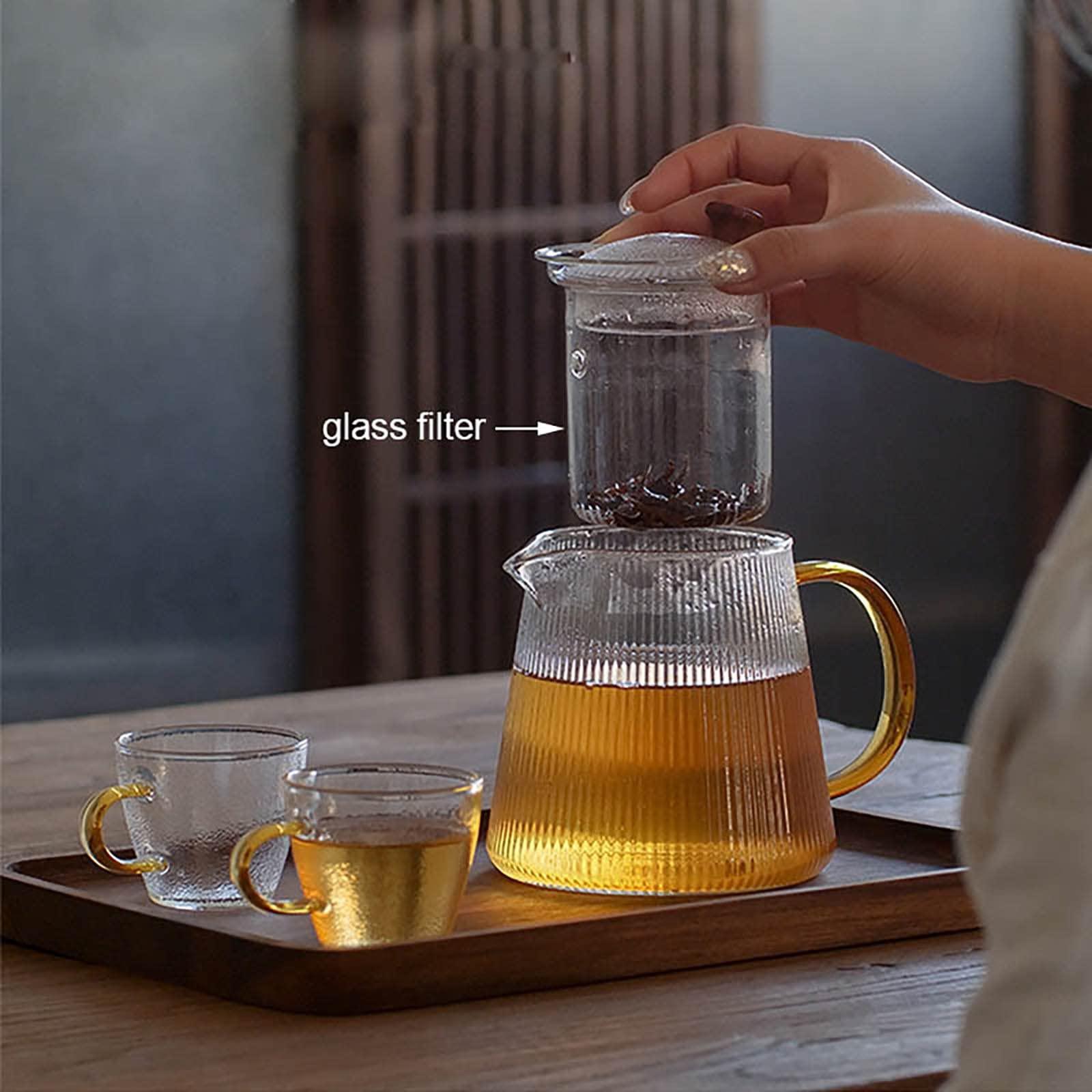 Generic Glass Teapot, 500ml,800ml,1000ml Tea Pot Great for Loose Leaf Tea, Blooming Tea, Tea Bags & Fruit Infused Water, Teapot for 4-6 Cups ( Color : Clear , Size : 500ml )