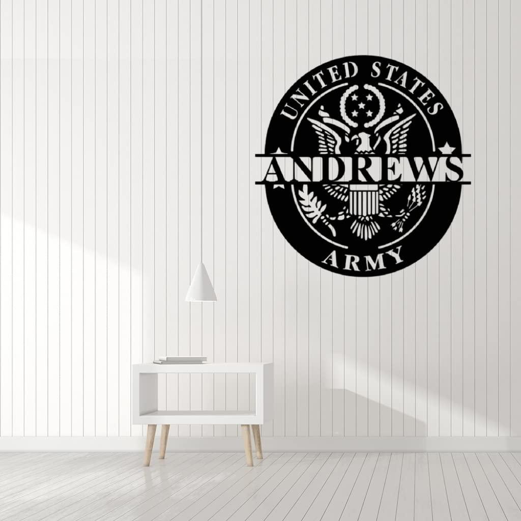 VVEDESIGN VVEDesign Custom Army Metal Wall Sign - Personalized Army Wall Art - Housewarming Gift - Metal Home Decor - Indoor Sign