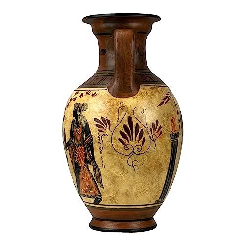 greekartshop Ancient Greek Vase Amphora Goddess Athena & Aphrodite & God Dionysus 10.24\'\' Handmade Ceramic Red & Orange Round Vase