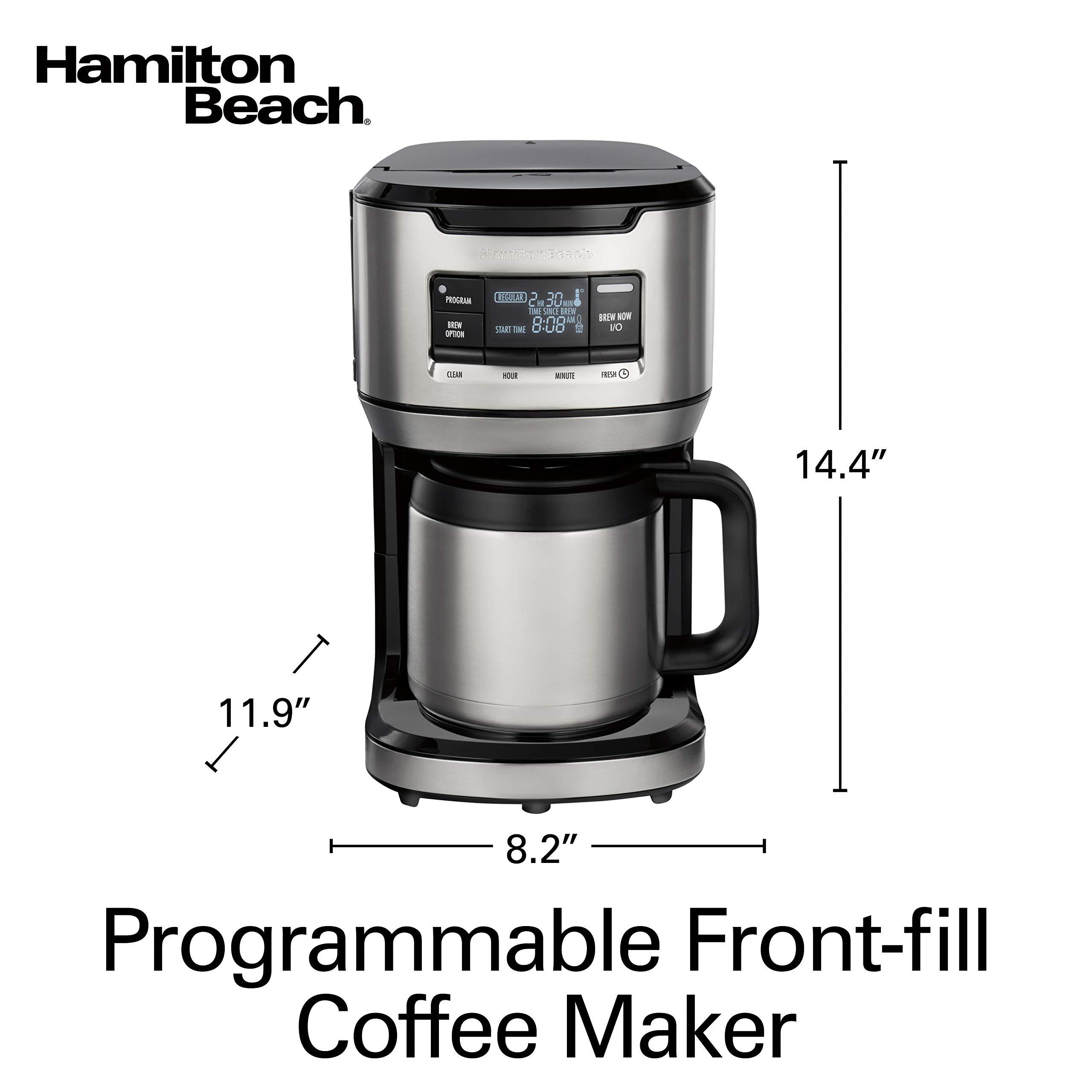 Hamilton Beach Hamilton Beach Programmable Front-Fill Coffee Maker with Thermal Carafe (46391), 12 Cup Capacity, Black and Stainless