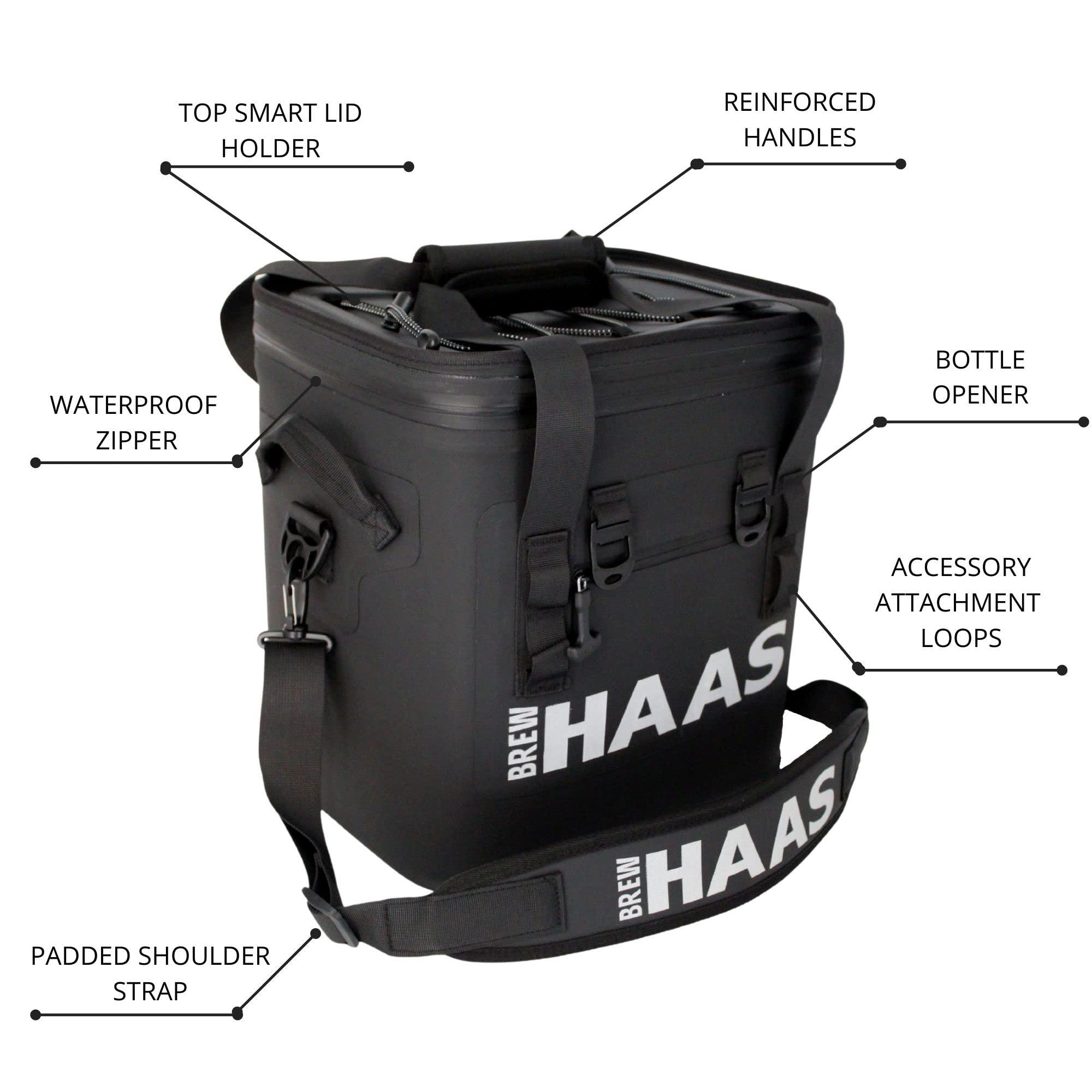 BREW HAAS BREW HAAS Personalized/Customized Soft Sided Cooler Bag, Matte Black, Leak Proof Zipper, Insulated, Waterproof, Keeps Items Cold for 24+ Hours for Groomsmen, Birthday gifts