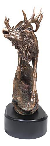 Ebros Gift Ebros Large Bellowing Wapiti Bull Elk Deer Descending Steep Rock Hill Rustic Statue in Bronze Electroplated Finish with Trophy Base Wildlife Deers Elks Hunters Cabin Lodge Figurine