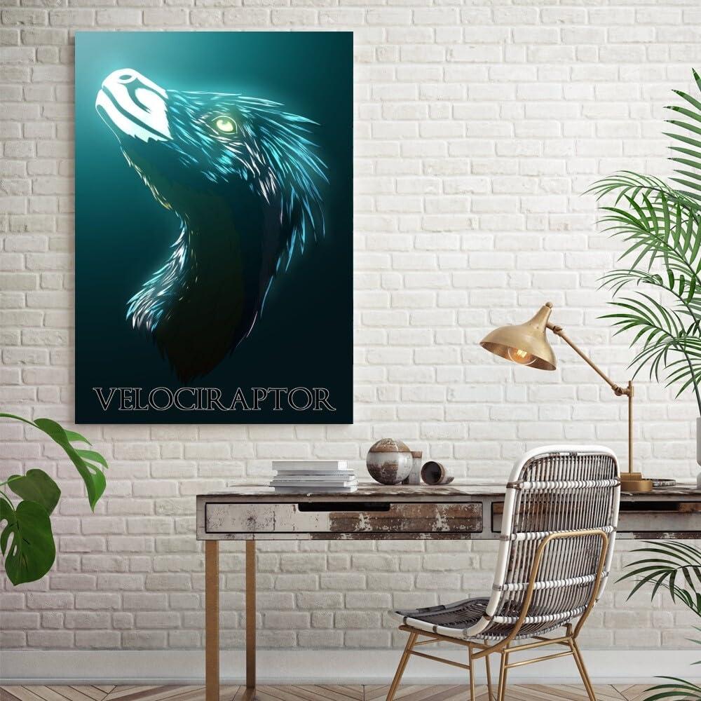MLabyrinth MLabyrinth Velociraptor Dinosaur Poster Educational Art Species Name posters Dinosaur Wall Decor Canvas Print Kids Boys Nursery Bedroom Decorations-20x30inch- Unframed
