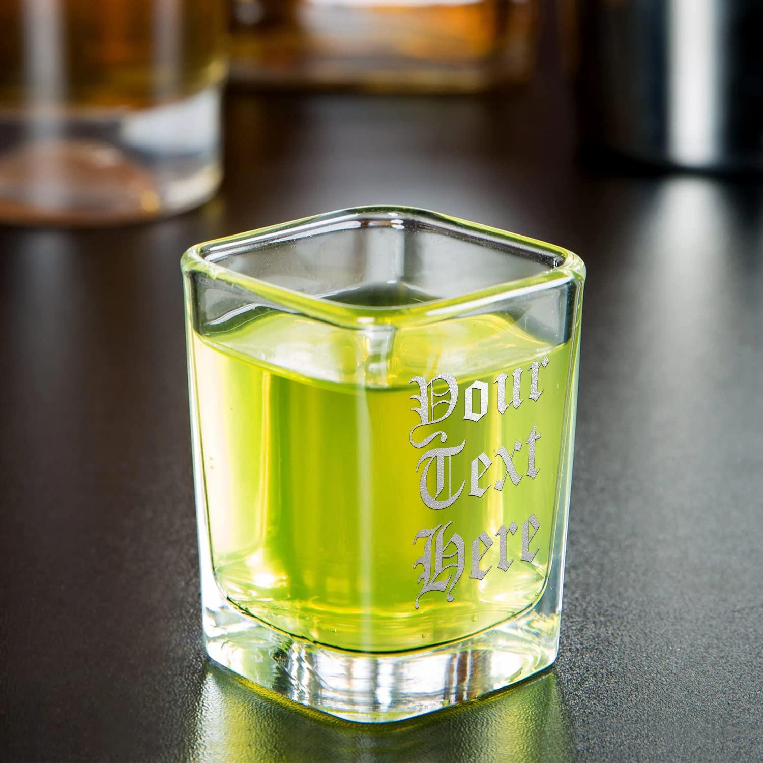 Cuptify Personalized Shot Glasses Set Custom Text Engraved 2oz Pink Bottom Party Decorations Customizable Message Glass for Men and Women