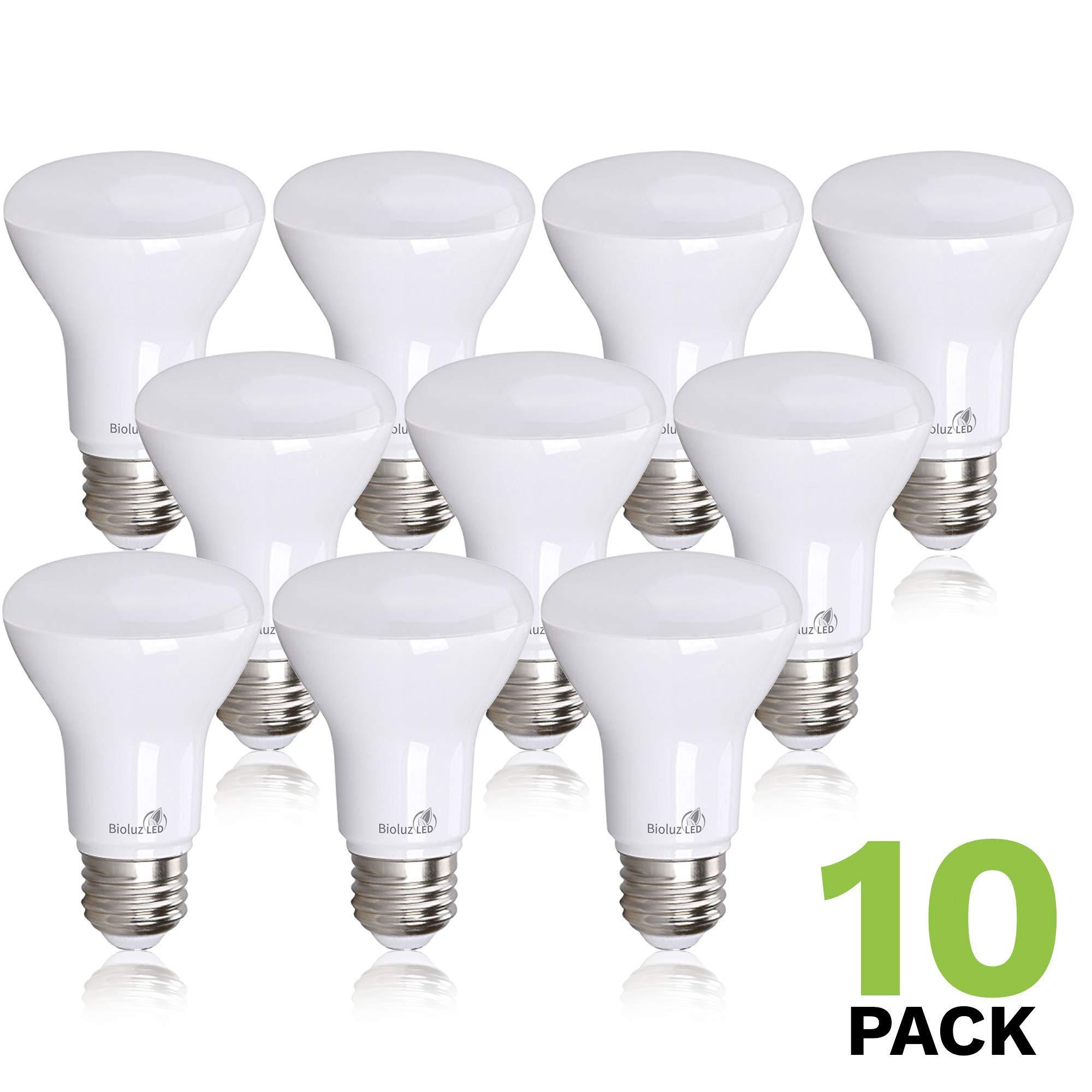 Bioluz LED Bioluz LED BR20 LED Light Bulbs 10-Pack, 6W = 50W, 2700K Warm White Light Bulb, 540 Lumens, 90 CRI, Dimmable LED Light Bulbs, UL-Listed for Indoor/Outdoor, CEC Title 20 Compliant Flood Light
