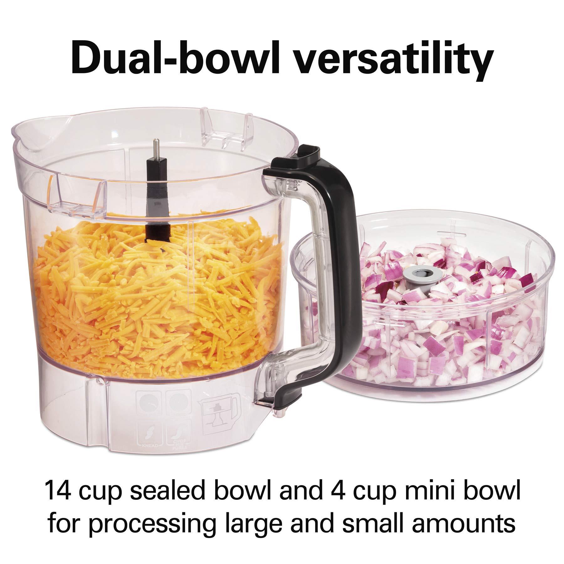 Hamilton Beach Hamilton Beach Stack & Snap Food Processor and Vegetable Chopper, BPA Free, Stainless Steel Blades, 14 Cup + 4-Cup Mini Bowls, 3-Speed 500 Watt Motor, Black (70585)