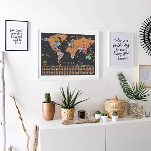 EARTHABITATS Scratch Off World Map Poster  Deluxe Travel Map, Scratch Off Map of The World with US States and Country Flags, Tracks Where You Have Been, Full Accessories Set, Gift for Travelers, by Earthabitats
