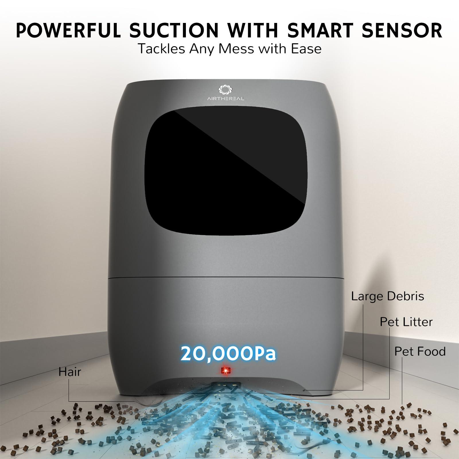 AIRTHEREAL AIRTHEREAL T1 Touchless Vacuum Automatic Dustpan with 2 Operation Modes - Ultra Fast & Powerful Corded Canister Vacuum for Sweeping Salon, Pet Hair, Food, Dirt, Kitchen, 20Kpa Max Suction