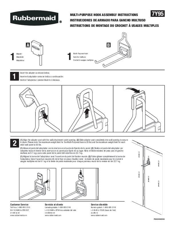 Rubbermaid Rubbermaid Shed Accessory Multi-Purpose Hook Holds up to 20 lbs, Black, Space Saving Shed Organization for Power Tools, Bikes, Sports Equipment, Shovels, Rakes