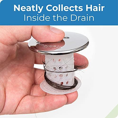 TubShroom TubShroom Tub Drain Hair Catcher, Chrome for Bathroom Drains, Fits 1.5 1.75 Bathtub and Shower Drains, White