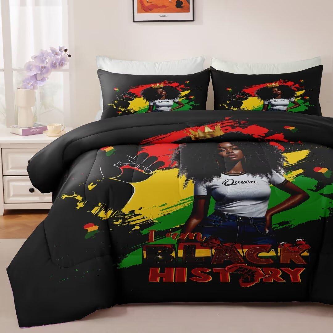 GRAT TIOC GRAT TIOC Black Girl Comforter Sets Full,Black Girl Magic Bedding Set,African American Girl Comforter Set for Kids Afro Melanin Bedroom Bed Set