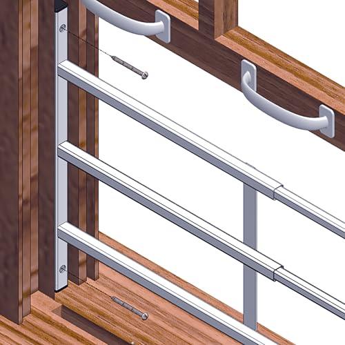 PRIME-LINE Segal S 4768 Carbon Steel Fixed 4-Bar Window Grill for Home Security and Child Safety, 21-1/4 In., White Black (1 Set)