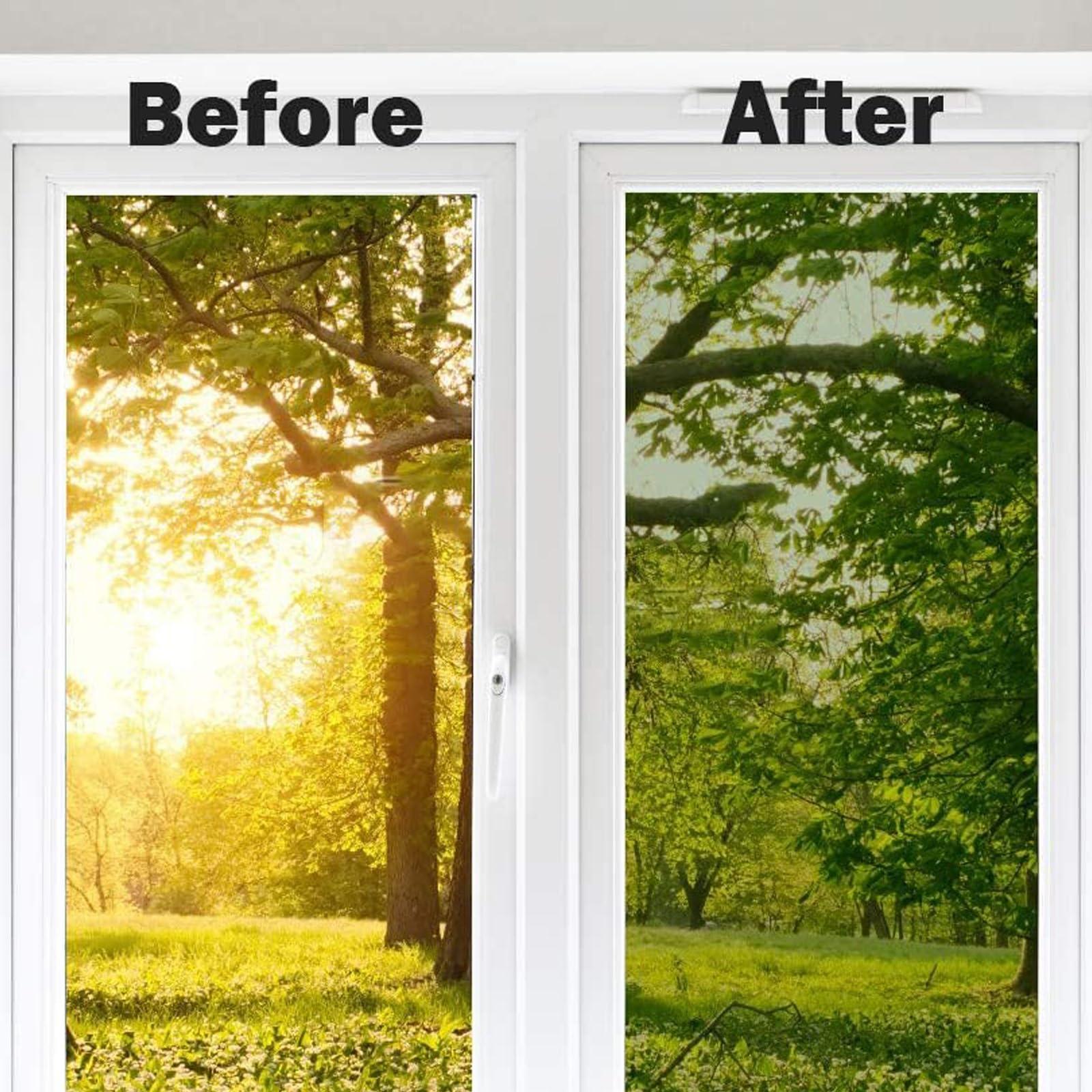 HJXGQJM One Way Window Film Privacy, Reflective Window Film Anti Glare, Mirror Window Film Heat Reduce, Window Tint Film UV Blocking, Window Sticker Adhesive for Home, Office, Green (Color : Green, Size : 3