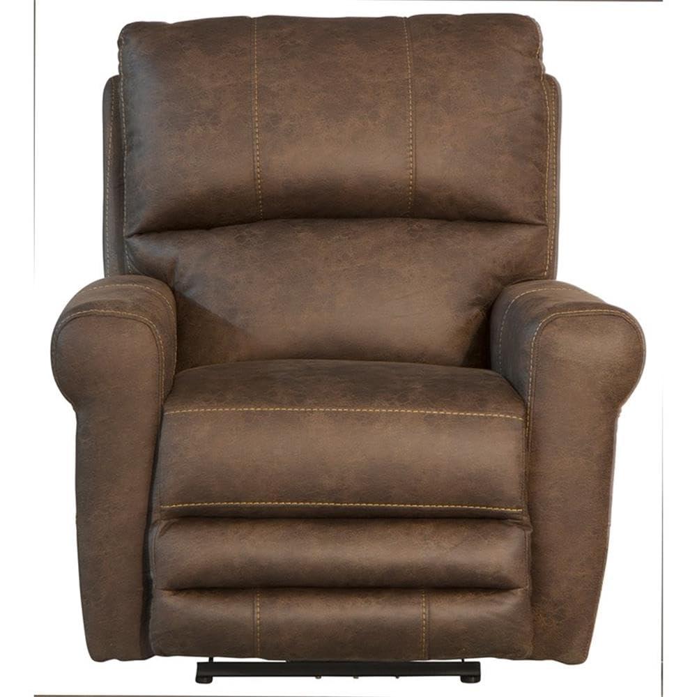 BOWERY HILL BOWERY HILL Power Wall Hugger Recliner in Brown Polyester Fabric
