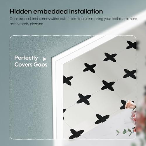 WELLFOR WELLFOR 30\" X 30\" Medicine Cabinet with Lights, 3X Magnification, Anti-Fog Mirrored Cabinet, Bathroom Vanity Medicine Cabinet with Outlets & USB Ports, Double Doors