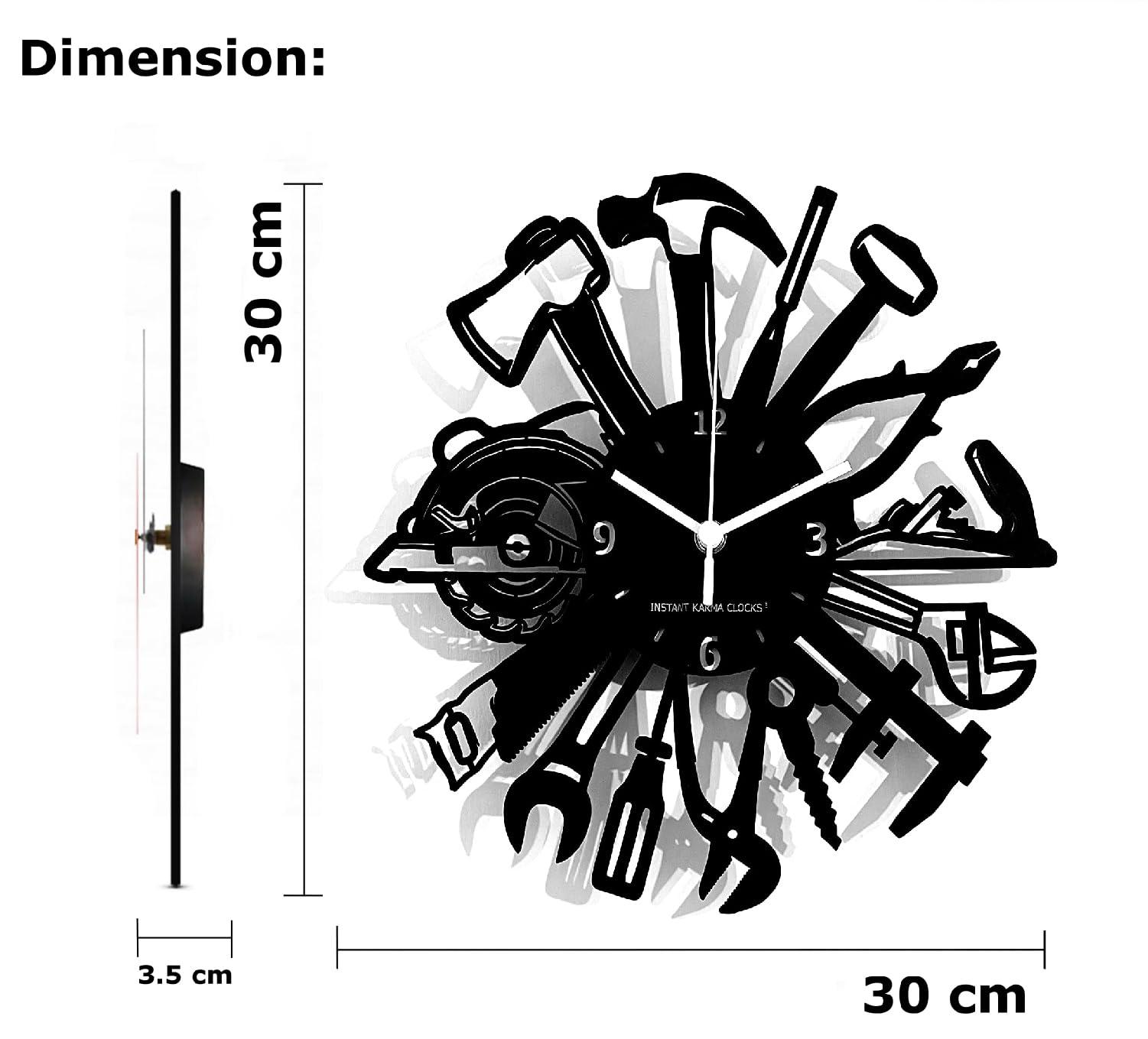 Instant Karma Clocks Instant Karma Clocks Wall Clock Carpenter Artist Masonry Plumber Mechanic Garage Tools, HDF Wood, 12inch