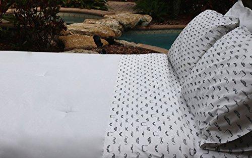 Thread Experiment Thread Experiment Mustache Print Matte Sateen Sheet Set for Men, Slate Grey/White, King