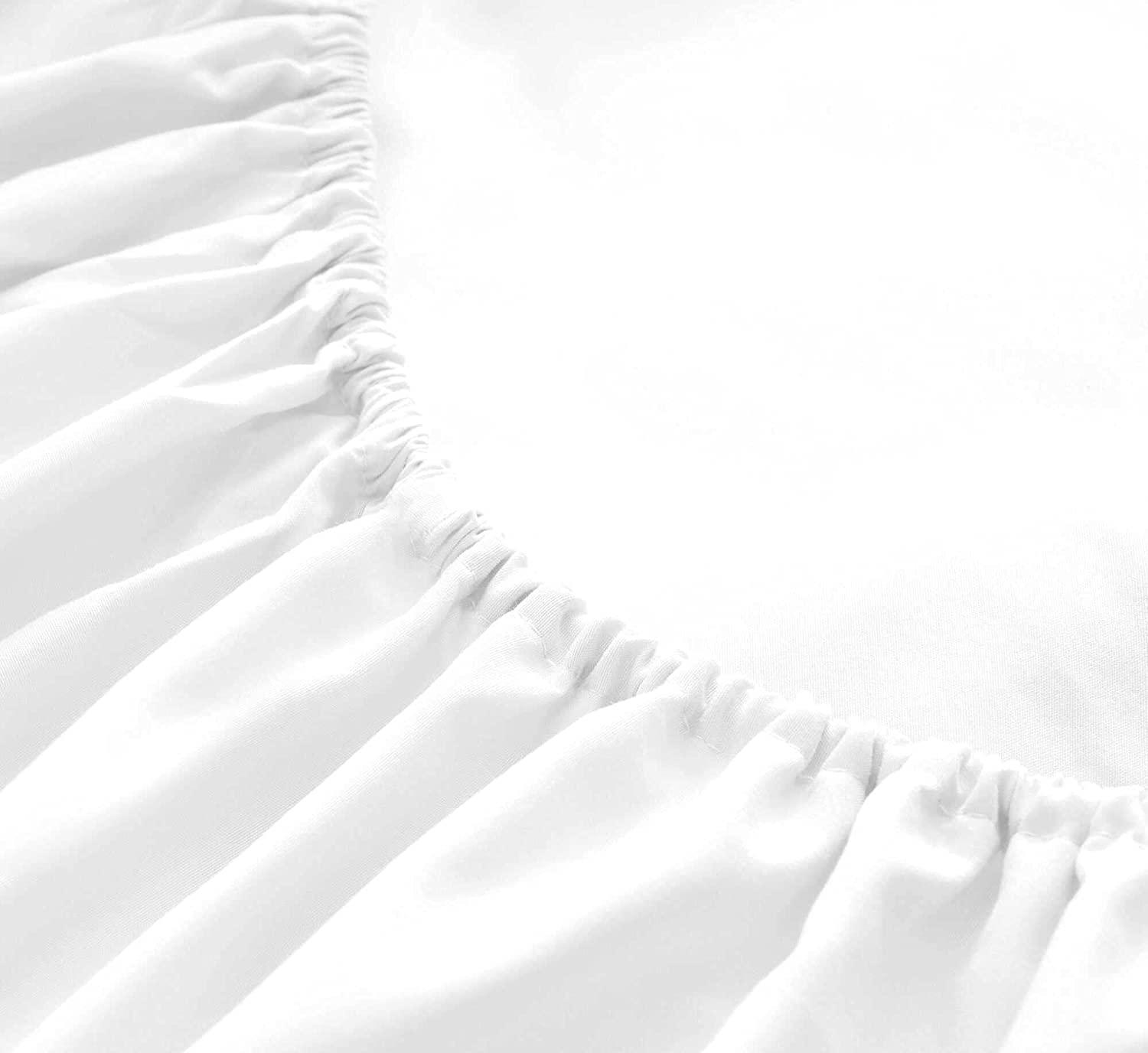 SRP Linen 400 Thread Count Luxury Twin XL Size, Egyptian Cotton 1 Pc Fitted Sheet 100% Egyptian Cotton Premium Long Staple Fits 16 Inch Deep Pocket Color White Solid Pattern