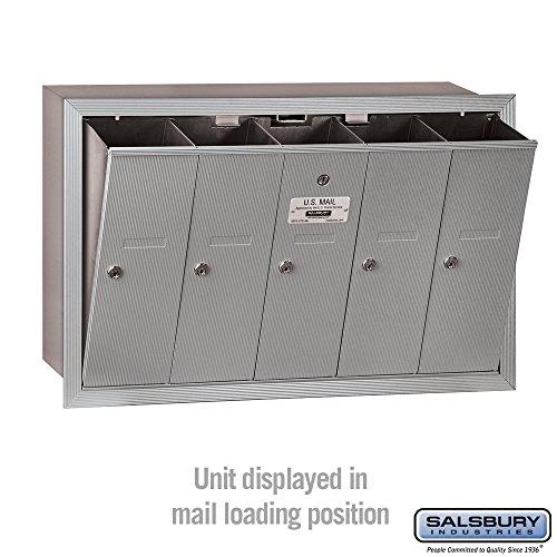 Salsbury Industries Salsbury Industries 3505ARU Recessed Mounted Vertical Mailbox with 5 Doors and USPS Access, Aluminum