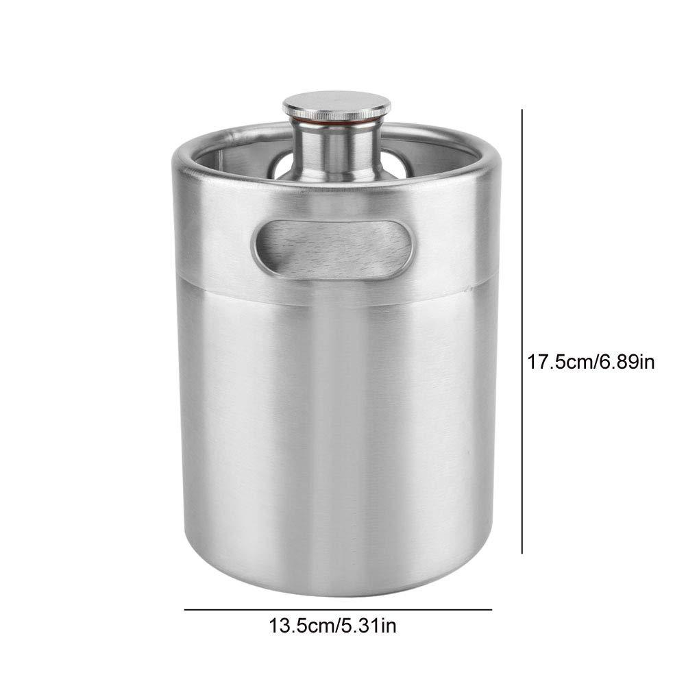 GOTOTOP Beer Containers Mini Stainless Steel Beer Barrel 2L Portable Draft Beer Growlers, Beer Supplies with Spiral Lid Keep and Carbonation for Home Camping Picnic (2L)