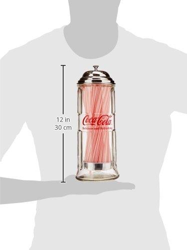 Tablecraft Tablecraft Coca-Cola Glass Straw Dispenser with Metal Lid, Small