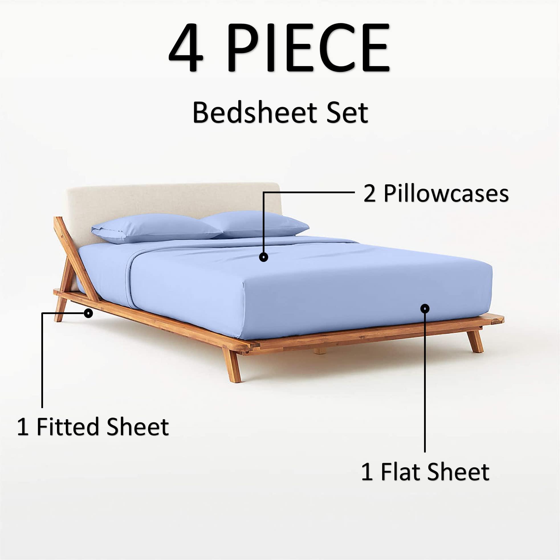 Maayu String Alaskan King Size Luxury 800 Thread-Count 100% Egyptian Cotton Bed Sheets Sheet Set Sateen Weave for Soft & Silky Feel Long Staple Cotton 30 Inch Deep-Pockets - Alaskan King, Light Blue