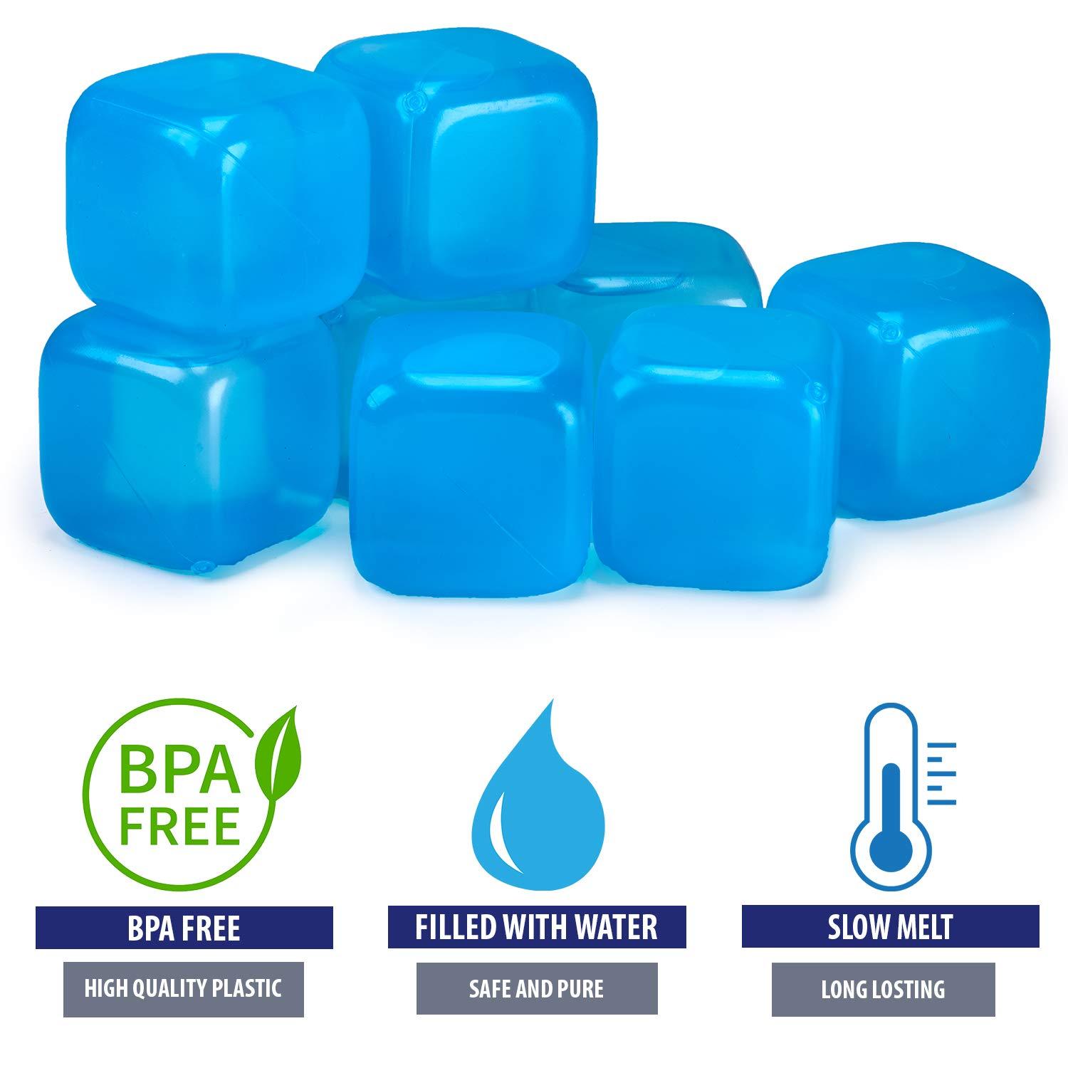M PAIN MANAGEMENT TECHNOLOGIES Extra Large Reusable Ice Cubes (2.6 Sq.) - BPA Free Plastic - for Cold Therapy Units, Drink Coolers, or Drink Dispensers. Stay cold Longer. 6-Pack