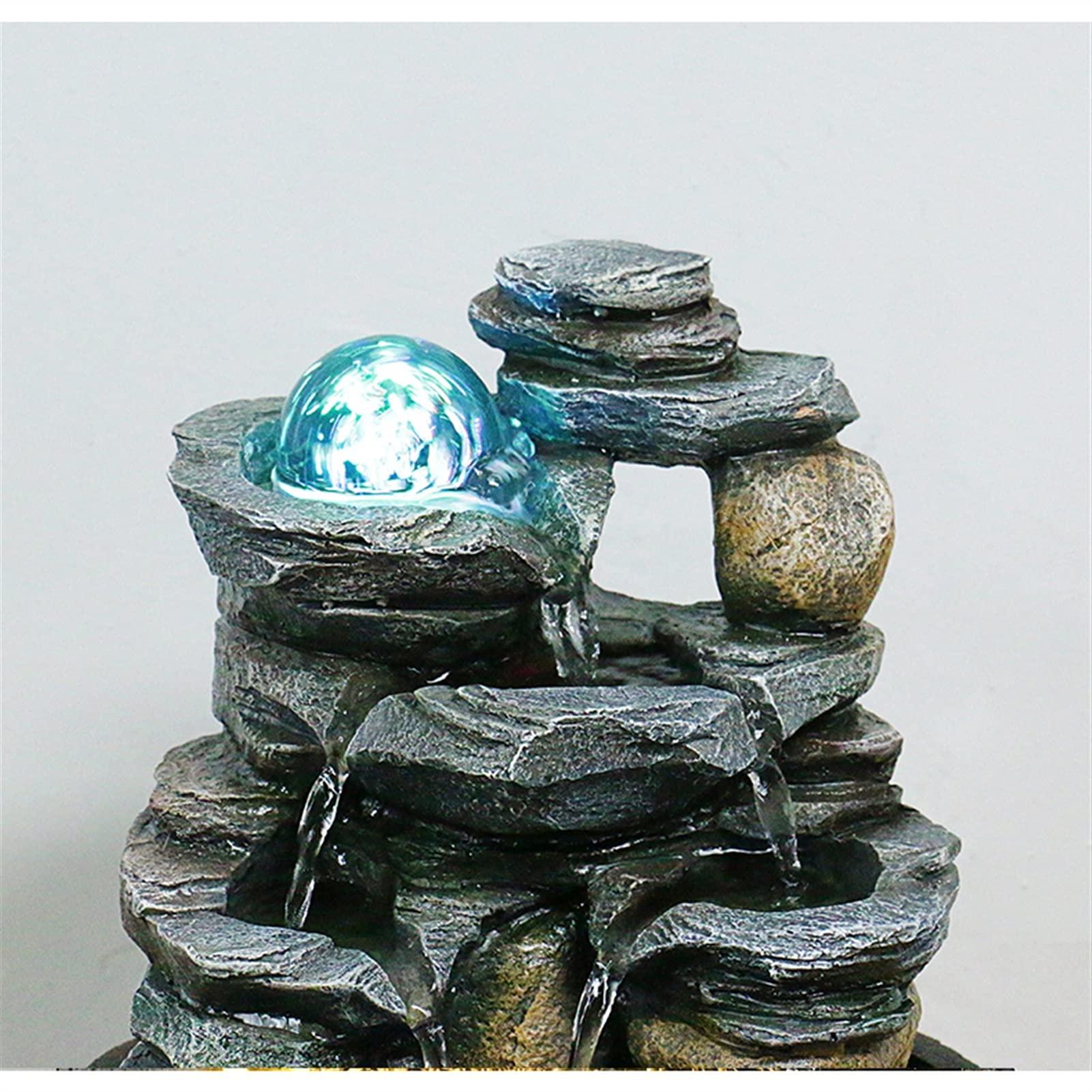 BNNP BNNP Indoor Tabletop Fountains Tabletop Fountain Rock Falls Indoor Waterfall Feature - Calming and Relaxing Water Sound - Tiered Desktop Water Feature 9.8-Inch Decoration Meditation Fountain