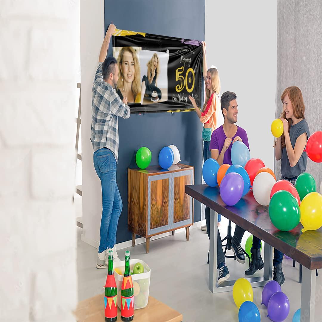 NICE MEMORY Custom Happy Birthday Vinyl Banner Sign, Personalized Party Backdrop, Gift, and Decoration - From NiceMemoryLLC. (Style-21)