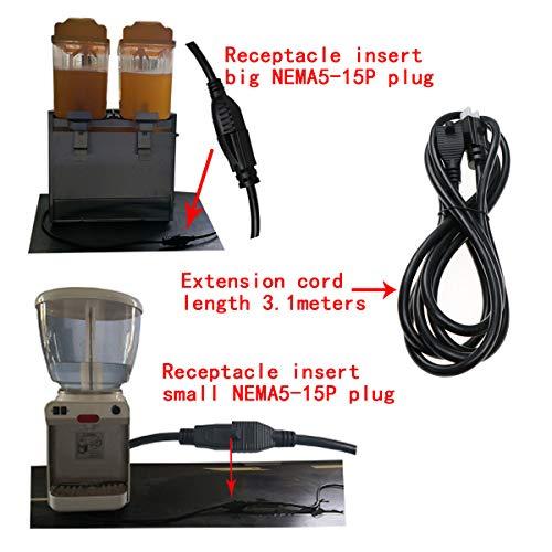 Retafe 10Feet Outdoor Extension Cord,105 Temperature Resistant 15Amp Big Plug Anti-Load 14AWG 3 Prong Heavy Duty Tools Equipment Power Extension Cord (3.1Meters,Black)