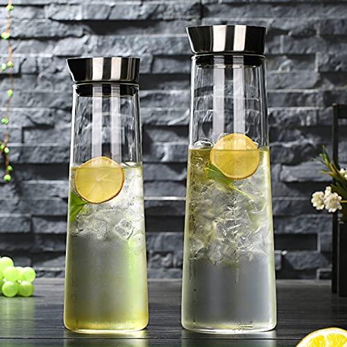 XIAOSAKU Pitchers Beverage Pitchers Creative Water Jug with Lid High Borosilicate Glass Pitcher Thickened Heat-resistant Teapot for Juice,Milk,Hot and Cold Beverages for Juice Milk Cold or Hot Beverages