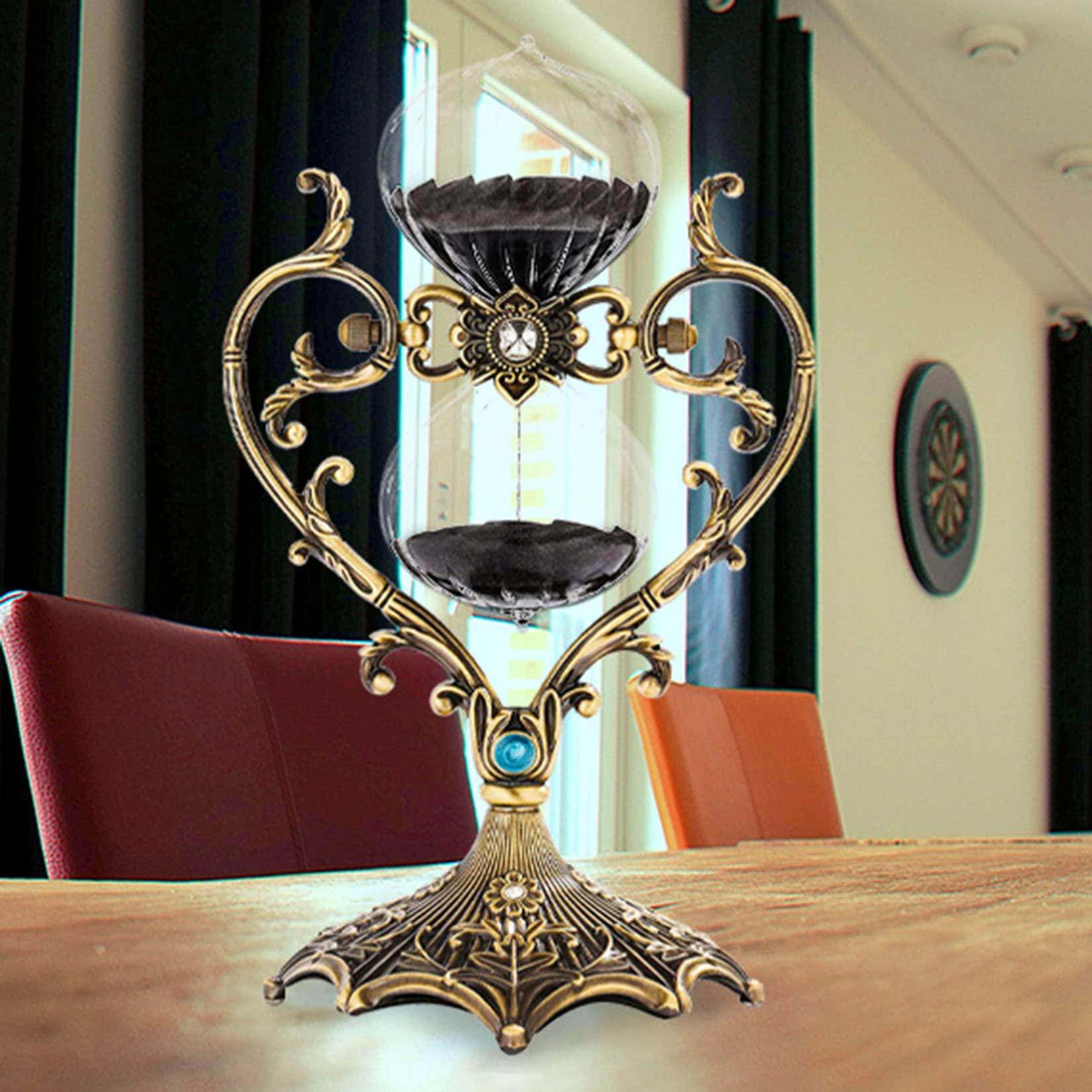 Jayiaine Hourglass Sand Timer 30/60 Minutes, Sand Clock Sand Watch Metal Rotating Sandglass Timer Sand for Christmas Gifts Wedding Home Desk Office Classroom Decor,Black 60min