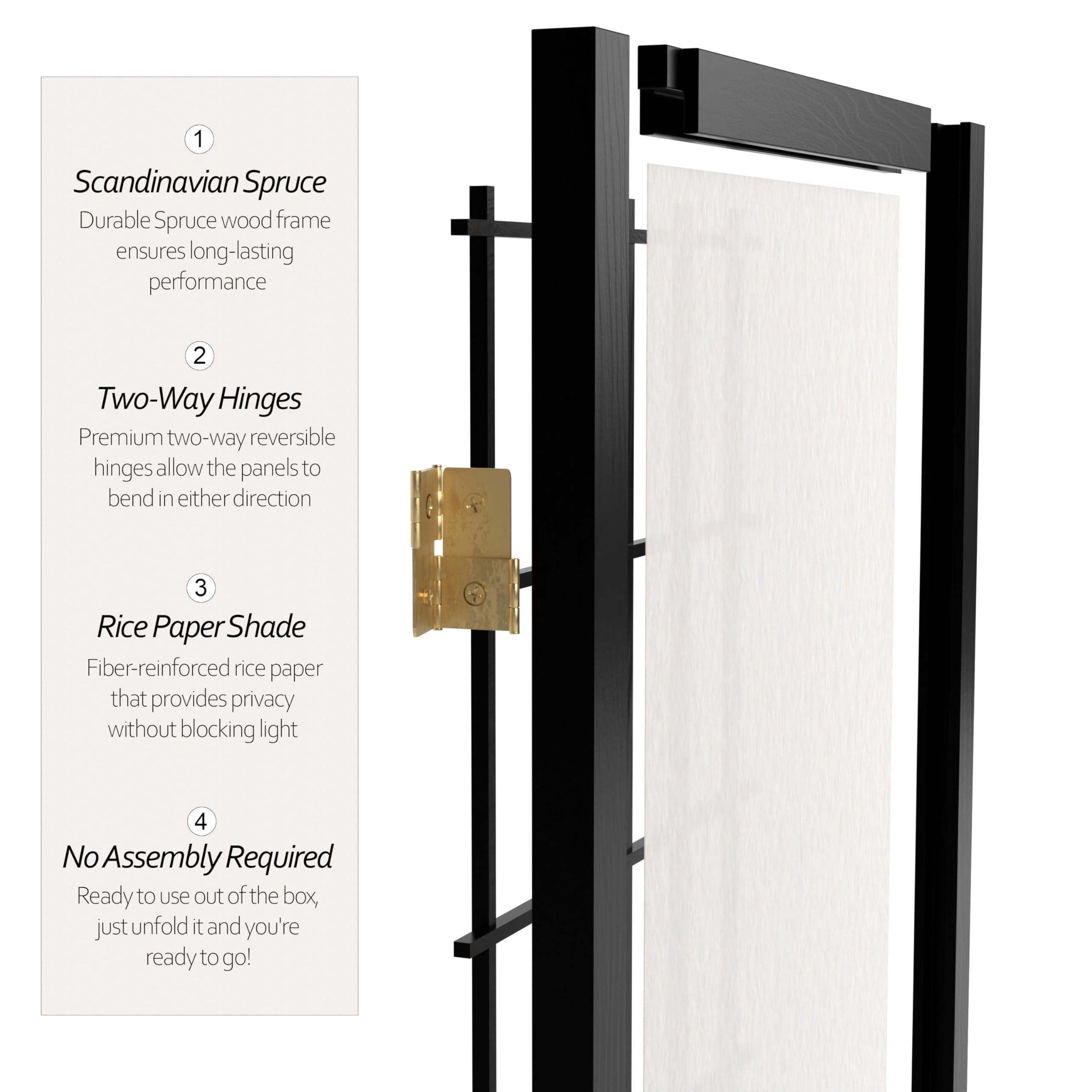 Red Lantern 2 ft. Short Desktop Window Pane Shoji Screen - Black - 3 Panels