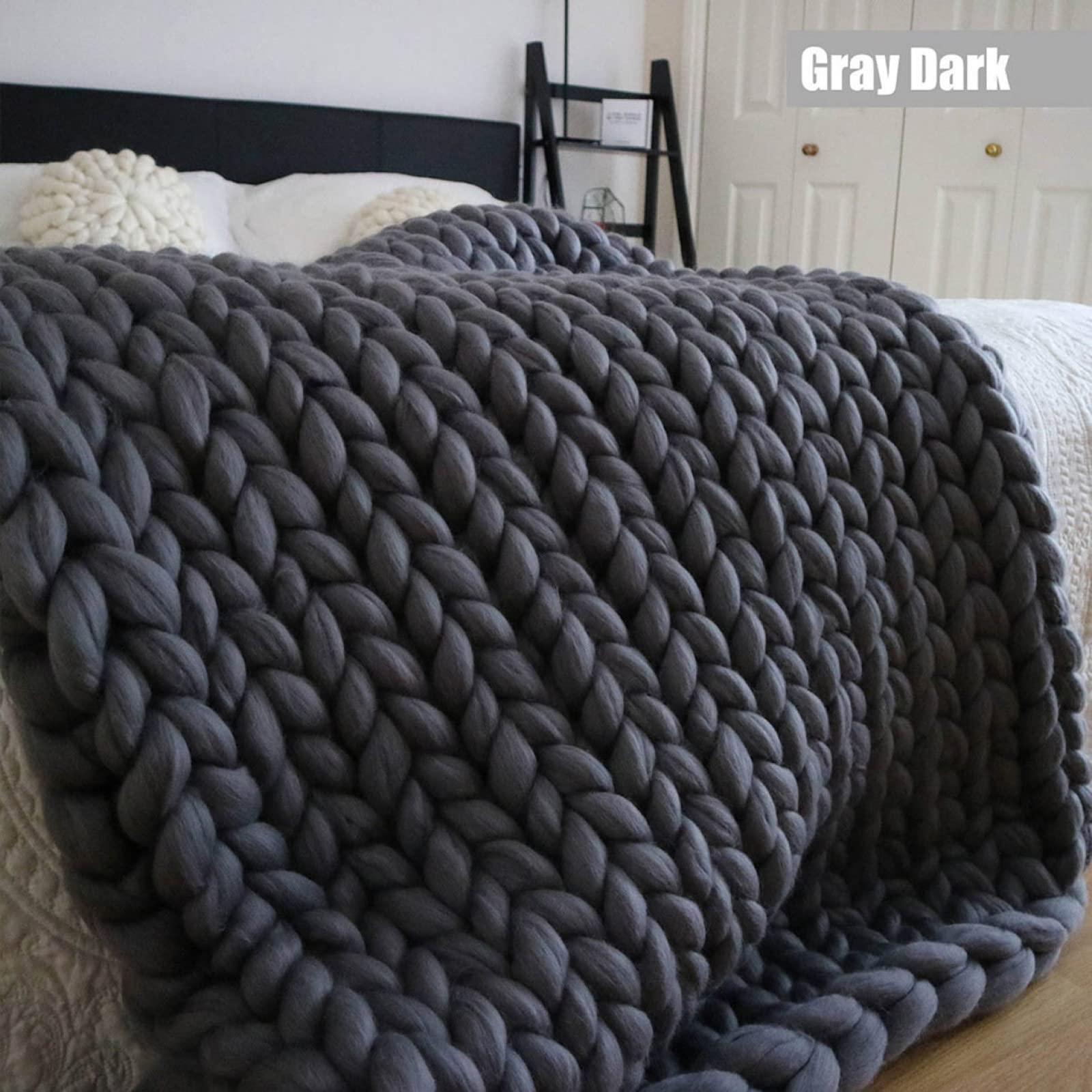 TRGCJGH TRGCJGH Chunky Knit Blanket,Knitted Throw Blanket for Sofa,Soft Knitted Yarn Blanket, for Your Bed, Sofa, Bedroom, Living Room Or Home Decor,Grey-4771in