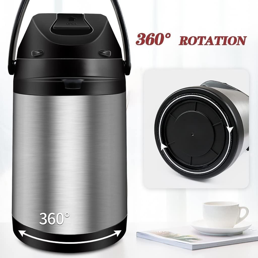 WIGSELBL Air Pot Beverage Dispenser,Thermal Coffee Carafe,Insulated Stainless Steel Coffee Dispenser with Pump,Thermos Coffee Carafe for Keeping Hot Coffee & Tea Hot for 12 Hours ( Color : Silver , Size : 2.5L