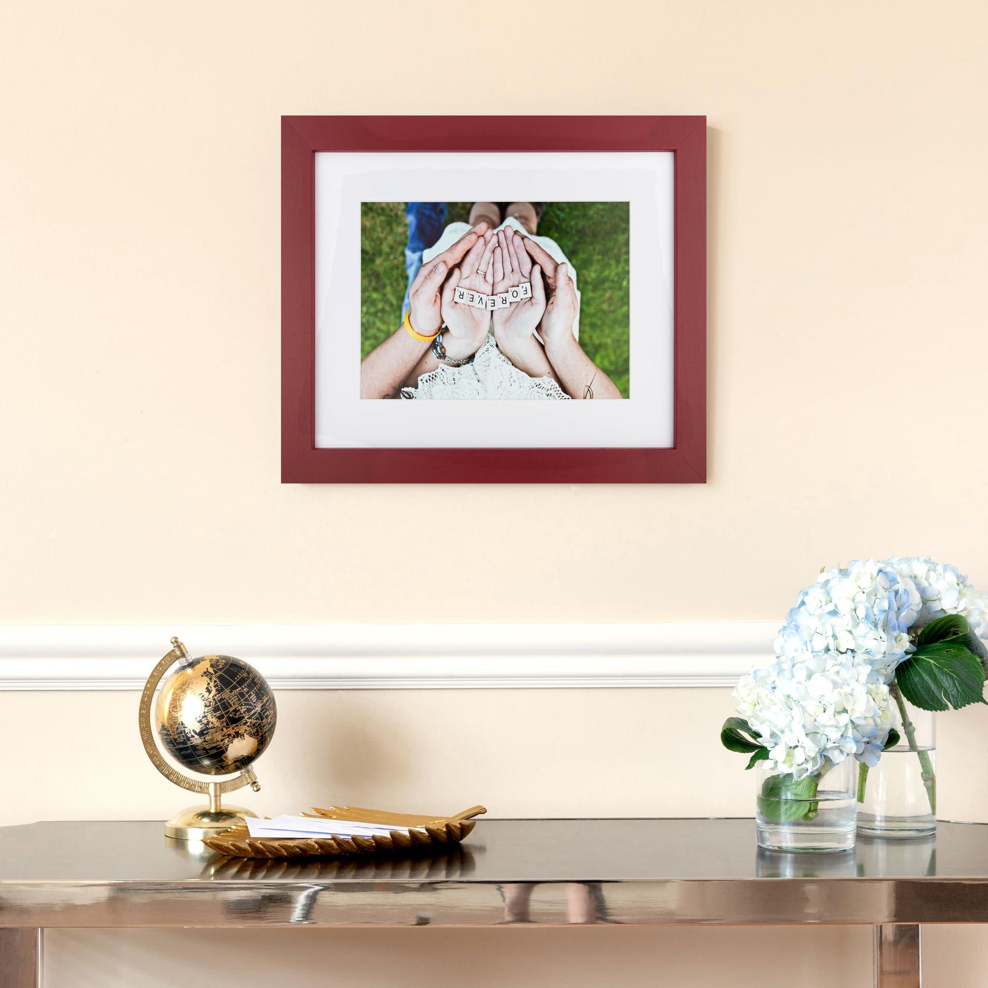 ArtToFrames ArtToFrames 12x12 Inch Red Picture Frame, This 1.38 Inch Custom Wood Poster Frame is Red - Comes with Foam Backing 3/16 inch and Regular Glass (FBPL0066-81792-YRED-12x12)