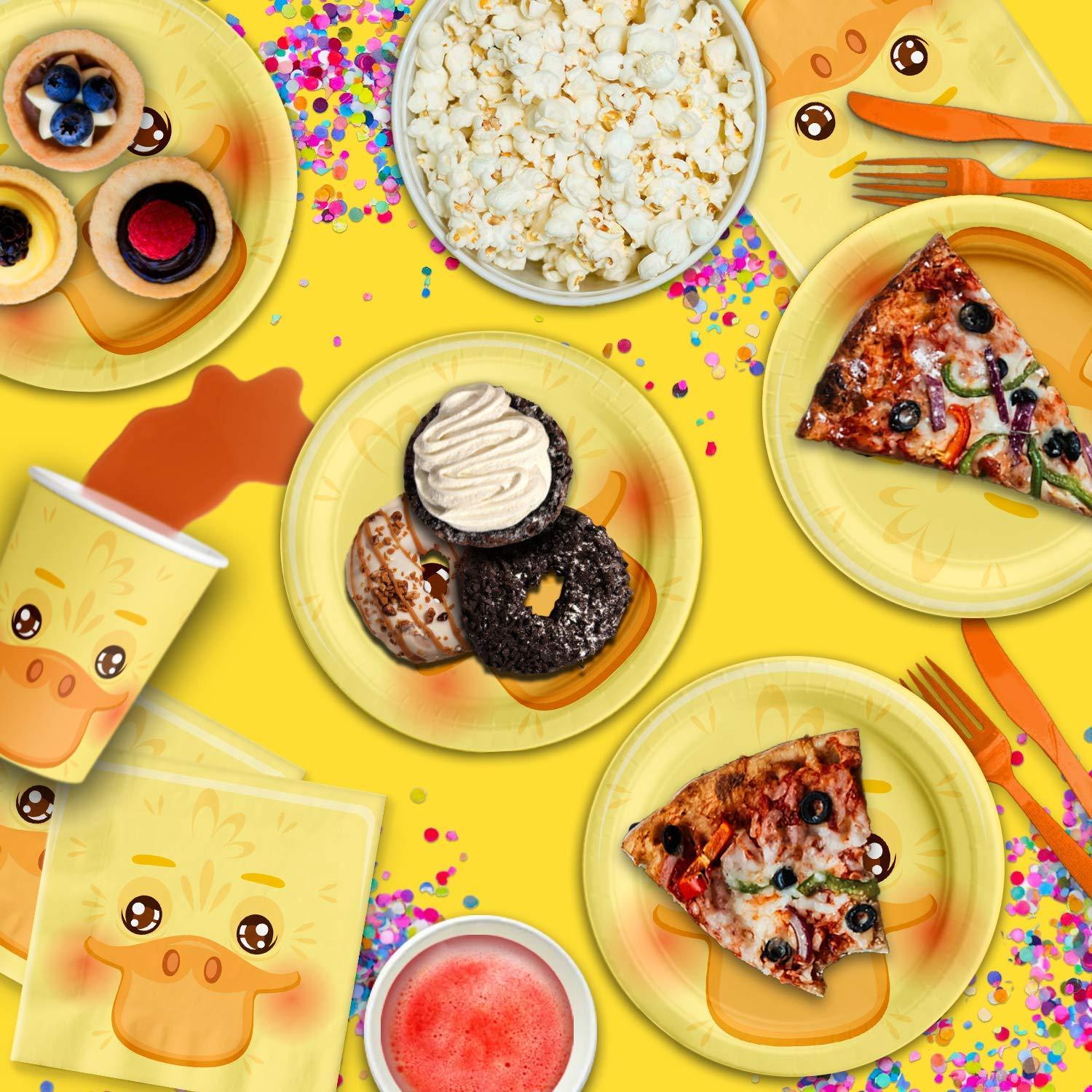 Birthday Galore Duck Birthday Party Supplies Set Plates Napkins Cups Tableware Kit for 16