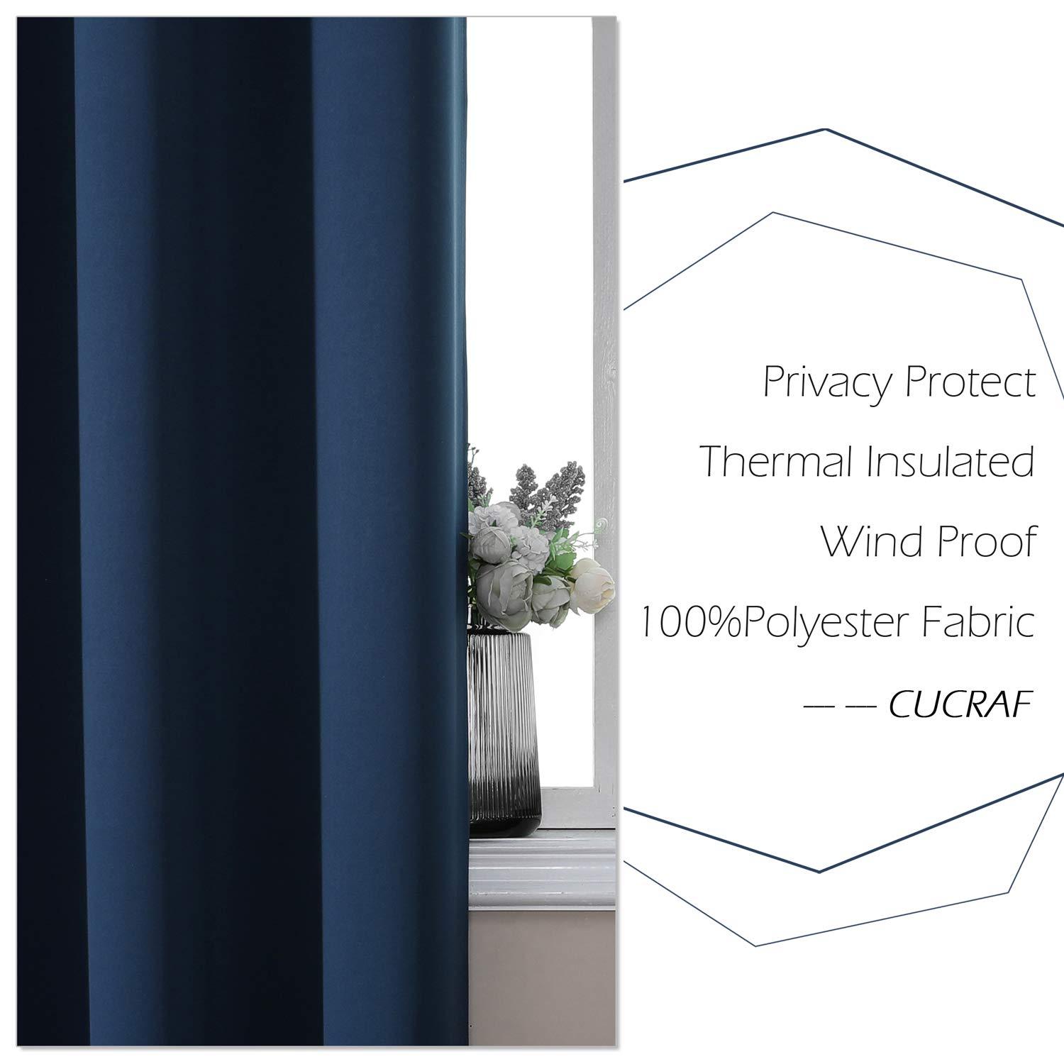 CUCRAF CUCRAF Navy Blue Blackout Curtains 108 inch Length 2 Panels Set, Room Darkening Drapes for Living Room Bedroom, Thermal Insulated Light Blocking Grommet Window Curtain (W52 x L108 Inch)