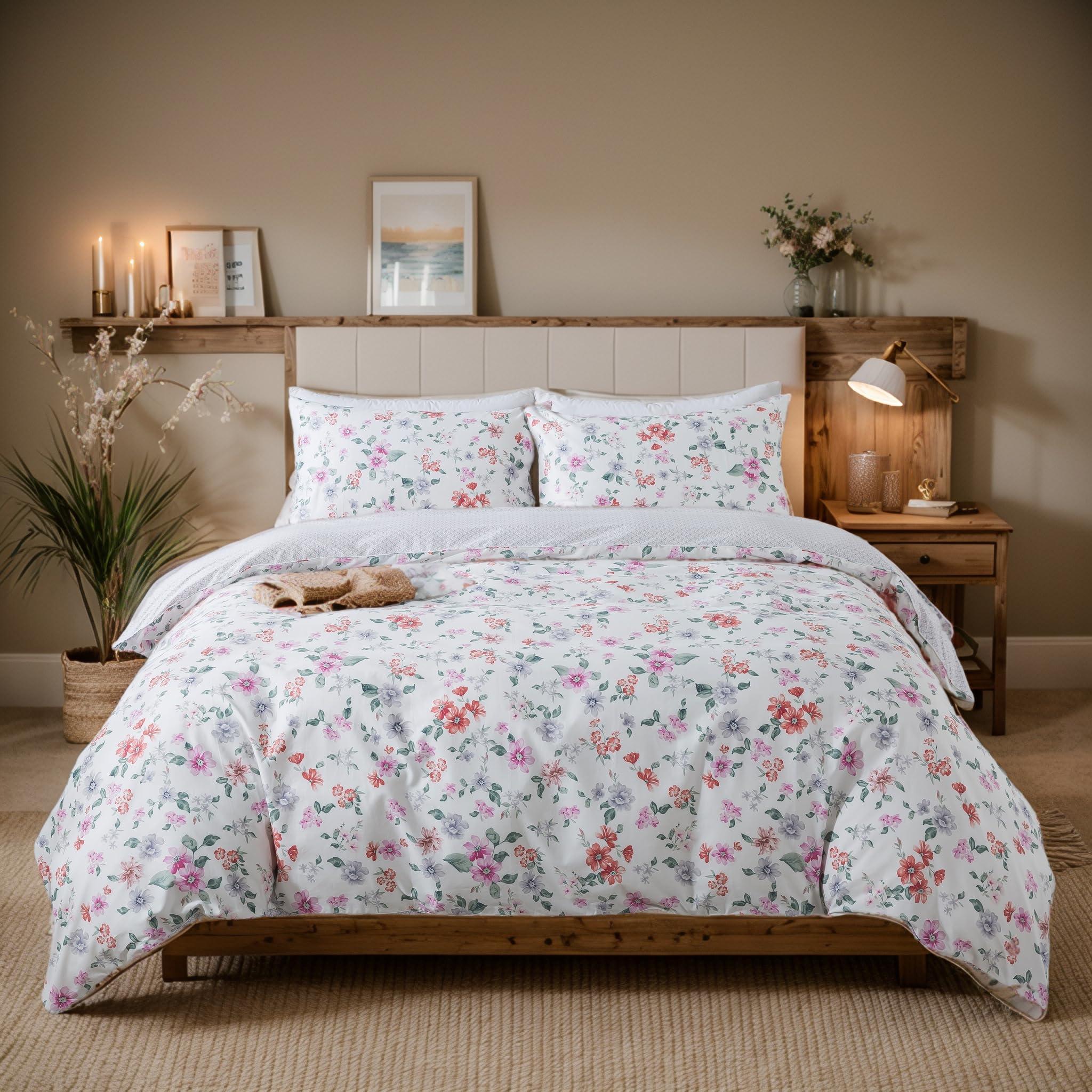 FADFAY FADFAY Floral Duvet Cover Set Twin XL 100% Cotton College Bedding Morning Glories Flower Comforter Cover Set Soft Breathable Farmhouse Dorm Room School Bedding Twin Extra Long with Zipper 3 Pieces