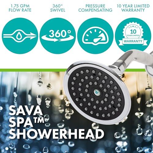 Niagara Conservation Niagara Conservation N2517CH Sava Spa 1-Spray with 1.75 GPM 4.4-in. Wall Mount Adjustable Fixed Shower Head in Chrome, 1-Pack | Bathroom Shower Head Sprayer with Pressure Compensation Technology