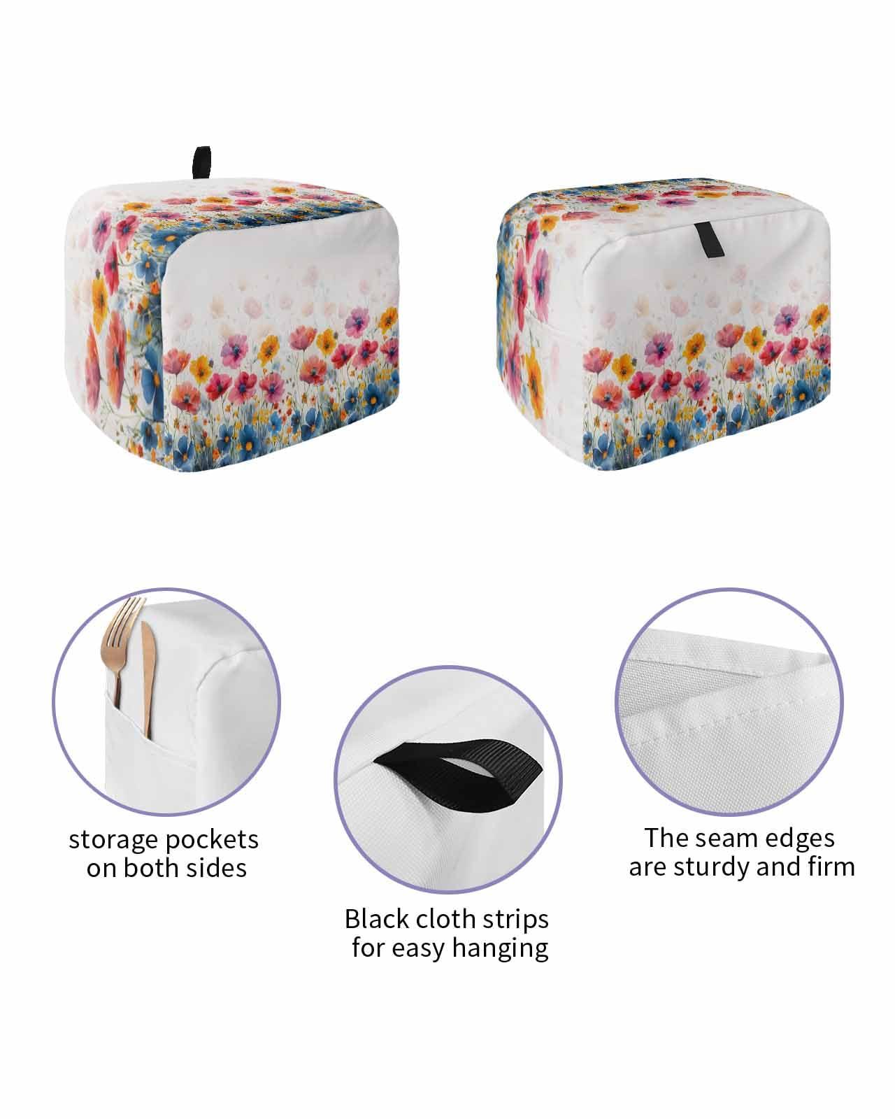 Lsrtoss Lsrtoss Spring Floral Toaster Cover 4 Slice, Large Kitchen Appliance Covers, Pink Orange Flowers Summer Botanical Toaster Oven Cover with Loop, Bread Machine Cover Polyester Dust Cover Protection