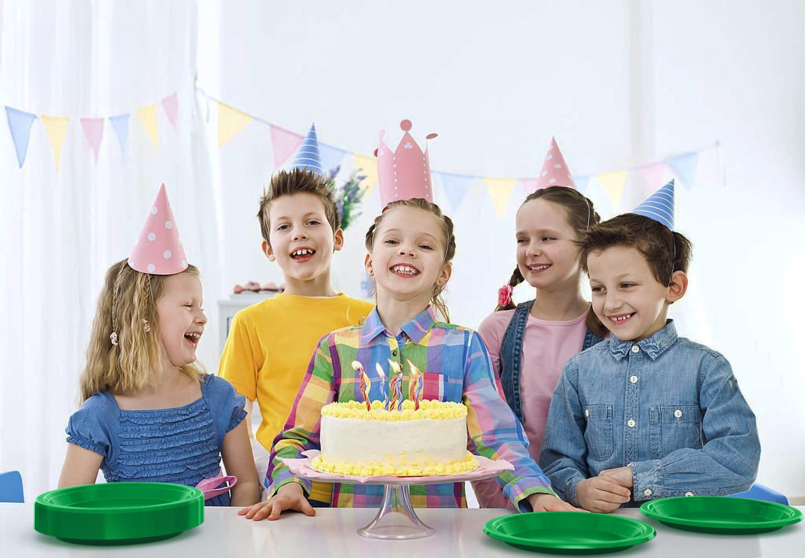 Exquisite Exquisite Emerald Green Plastic Plates Disposable 10\" Plastic Dinner Plates 100 Pcs Emerald Green Disposable Plates Plastic Plates For Party Plates Disposable Heavy Duty 350 GSM Green Plates For Party