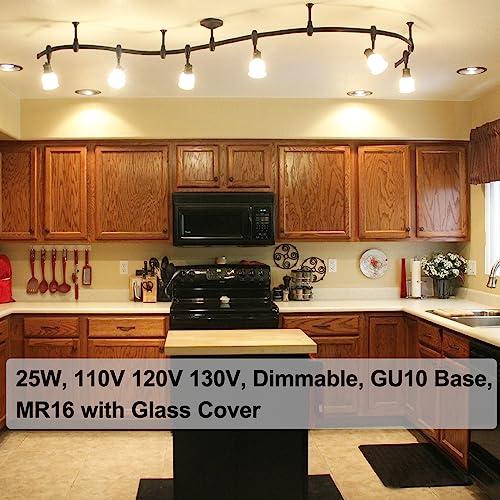 Vinaco Vinaco GU10 Bulb 25W 120V, 6 Pack Long Lifespan MR16 GU10 Halogen Bulb, GU10 Dimmable Warm White 2800K for NP5 GU10 120V 25W Bulb Candle Warmer, GU10+C 120V 25W Bulb for Track Light Bulbs, Hood Bulbs