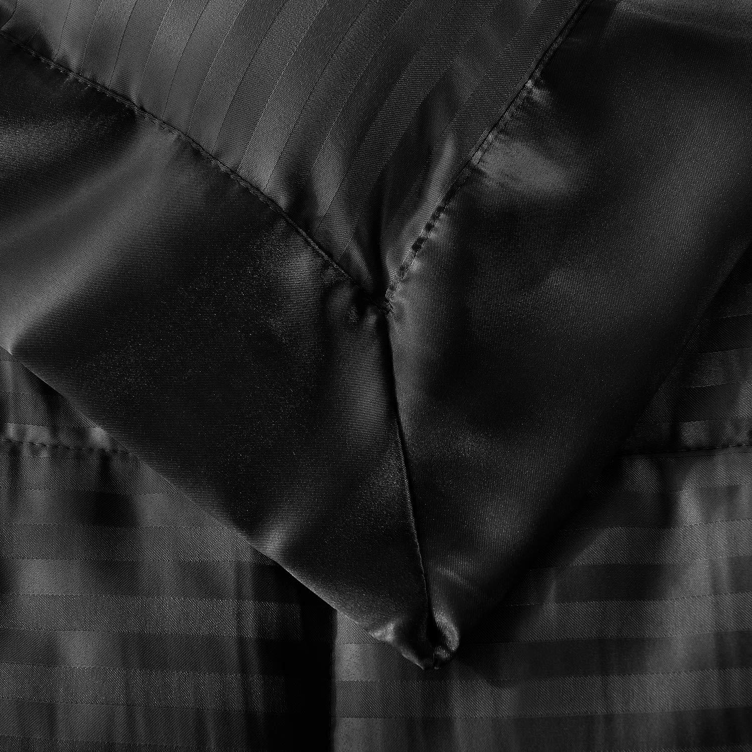 Wega Linen Wega Linen 100% Cotton Lightweight Down Alternative Blanket with Satin Trim,Oversized Queen Size 600 GSM,Soft Fluffy,Baffle Box Stitched Only Comforter with 4 Pillowcovers(5 PC | Black)