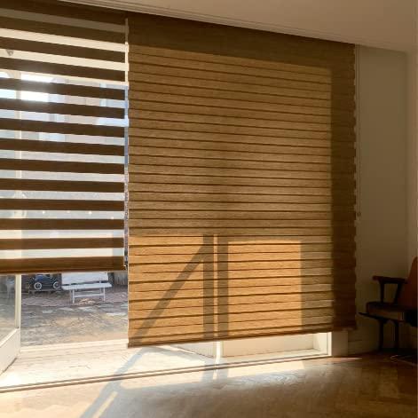 ARTISEE [Korean Blinds] ARTISEE Window Treatments Dual Shade Zebra Combi Customized Blinds Light Filtering Shades (Beige, W 72 inch)
