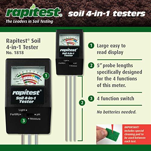 Luster Leaf Luster Leaf 1818 Rapitest 4-in1 Soil pH/Moisture/Fertility/Light Tester, Fertility