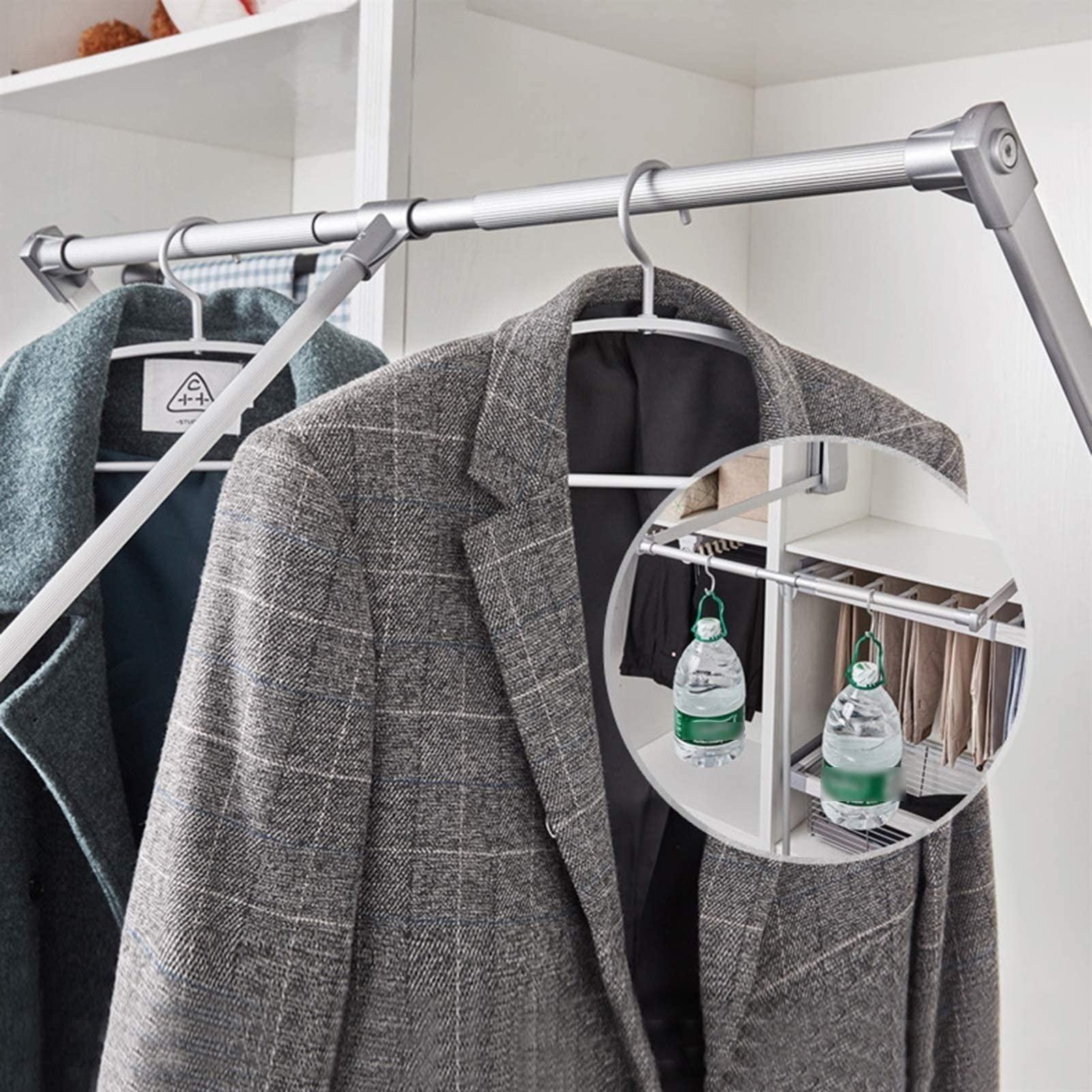 GFUDGBUIFIIIIGEDRI Pull Down Adjustable Wardrobe Rail Adjustable Hanging Lift Clothes Wardrobe Rail Extendable Clothes Hanger Wardrobe Pull Down Rod (Size : 45~60cm) ()