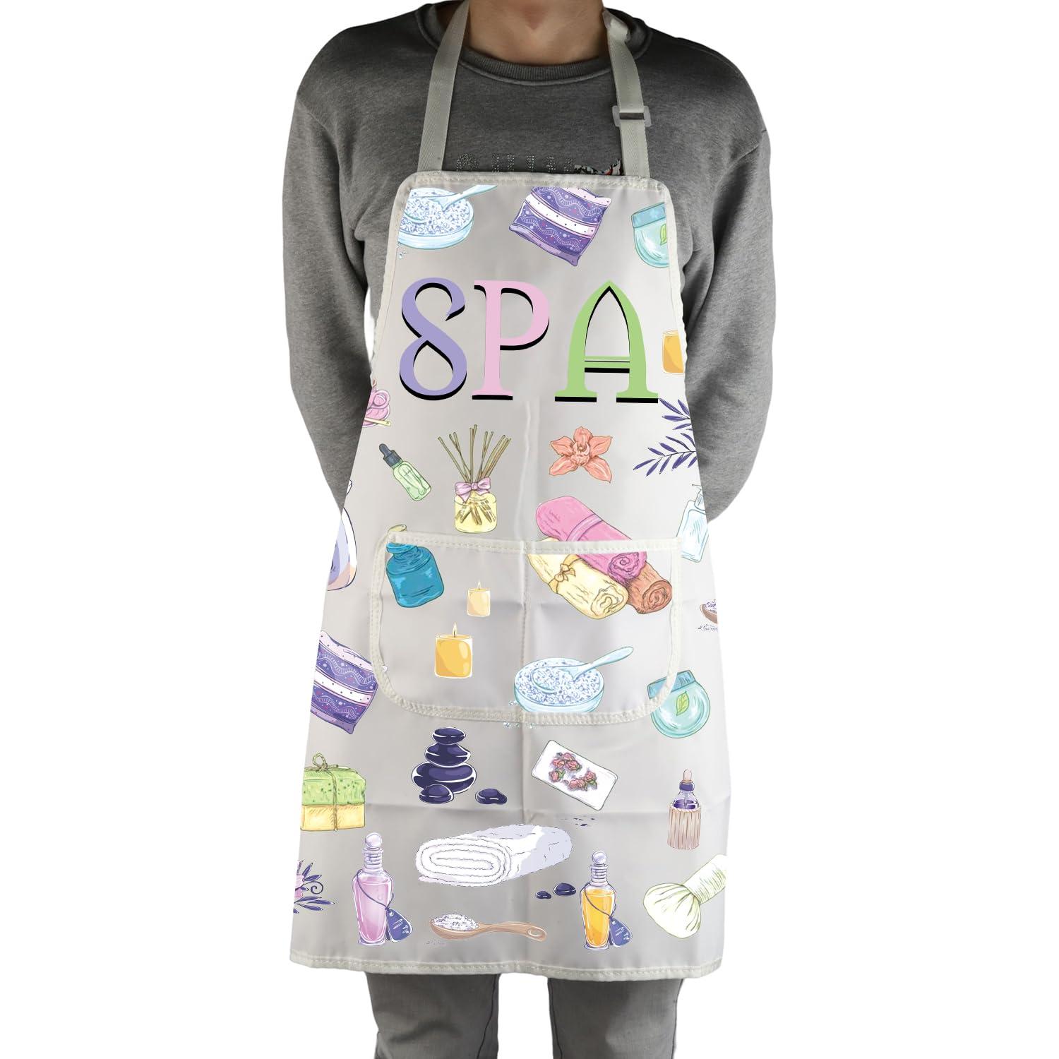 MBMSO MBMSO SPA Apron with Pockets SPA Massage Gifts SPA Apron for Aesthetician Gifts Massage Therapist Masseuse Masseur Gift Apron (SPA Apron-w)