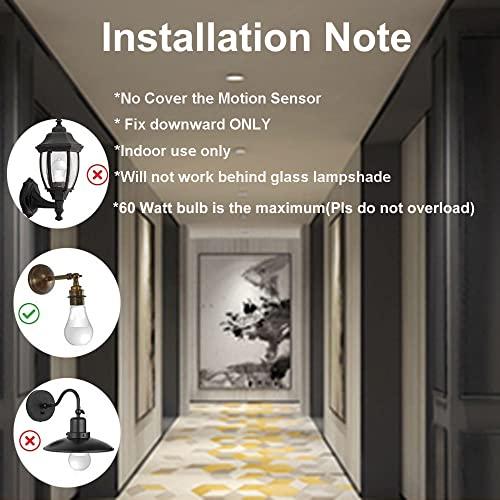 LPHUMEX Motion Sensor Light Socket, PIR Motion E26 Screw Bulb Adapter, Adjustable Auto On/Off Night Light Control, Garage Light, for Basement, Pantry Room, Storage Room, Garage Light